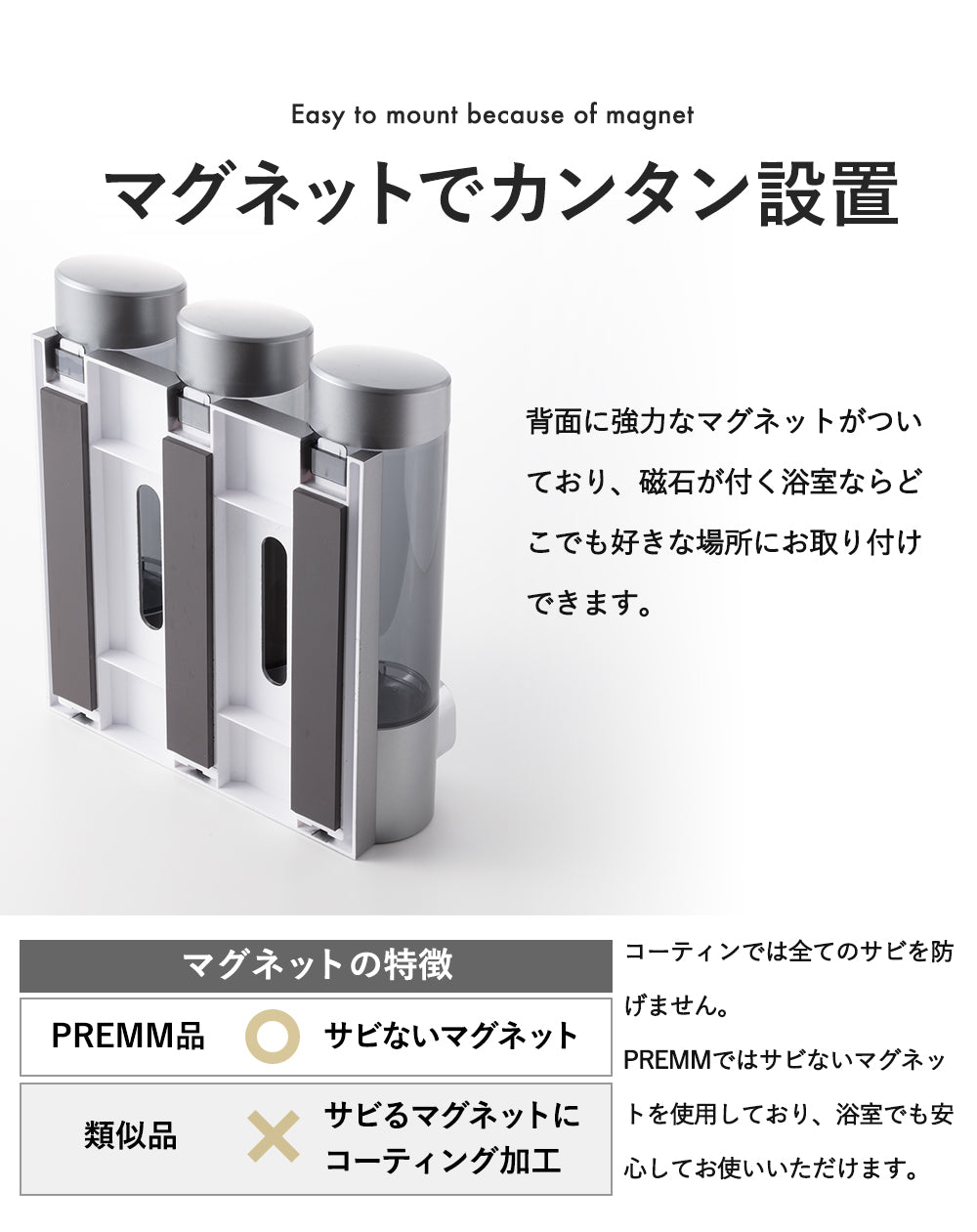 PREMM シャンプーディスペンサー 340ml x 3本